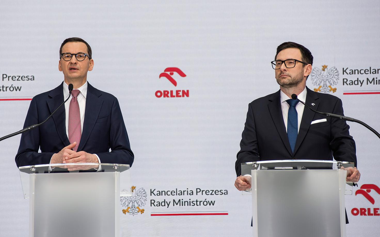 Poola peaminister Mateusz Morawiecki ja Orleni tegevjuht Daniel Obajtek