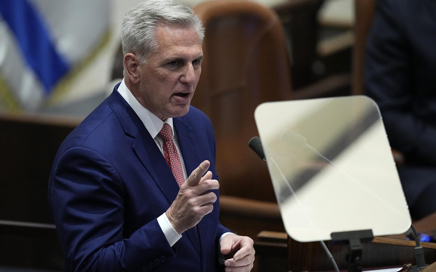 USA esindajatekoja spiiker Kevin McCarthy Iisraeli parlamendile Knessetile kõne pidamas
