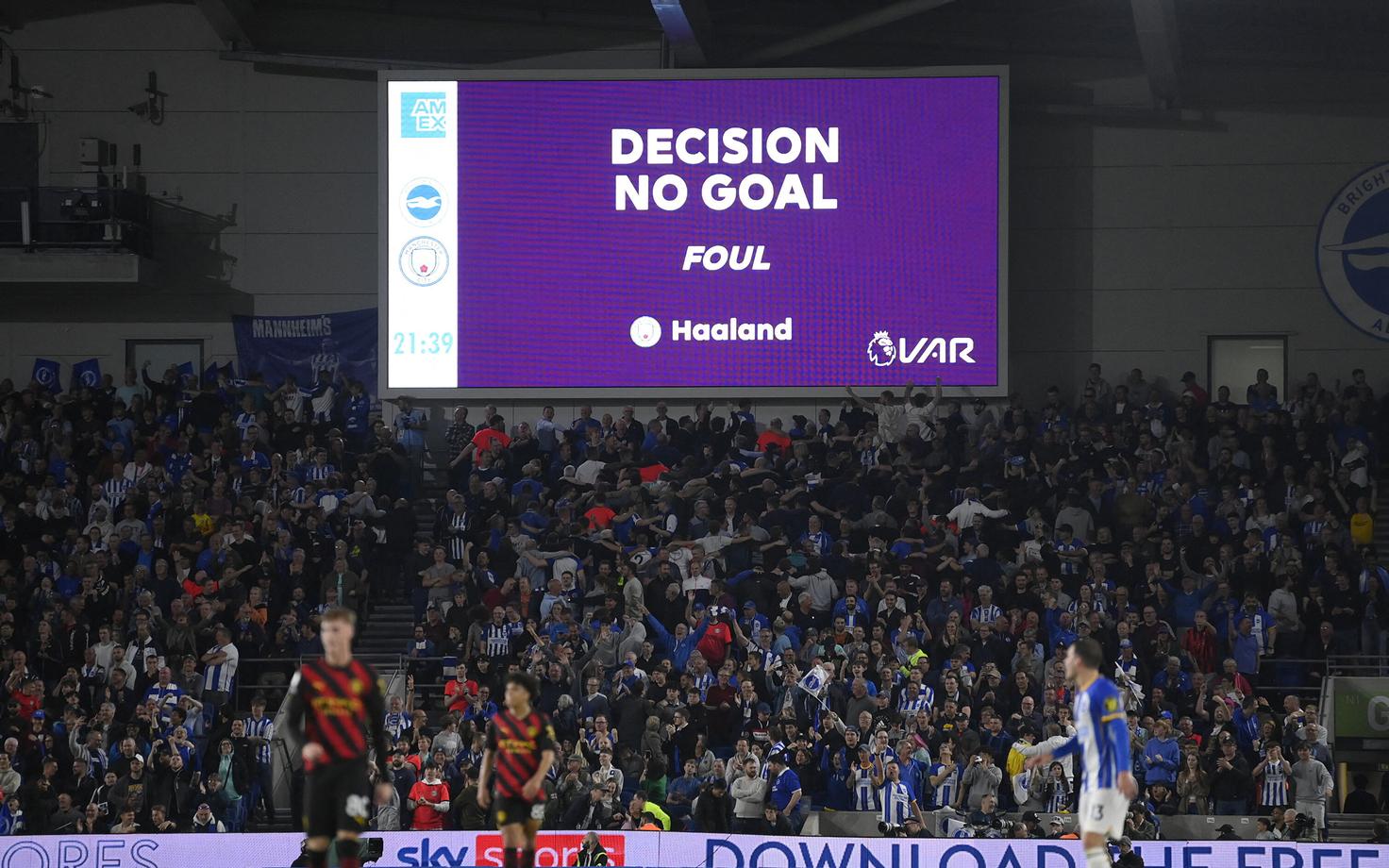 VAR-iga konsulteerimise järel ei lugenud Manchester City ja Brightoni vahelises kohtumises kolm väravat