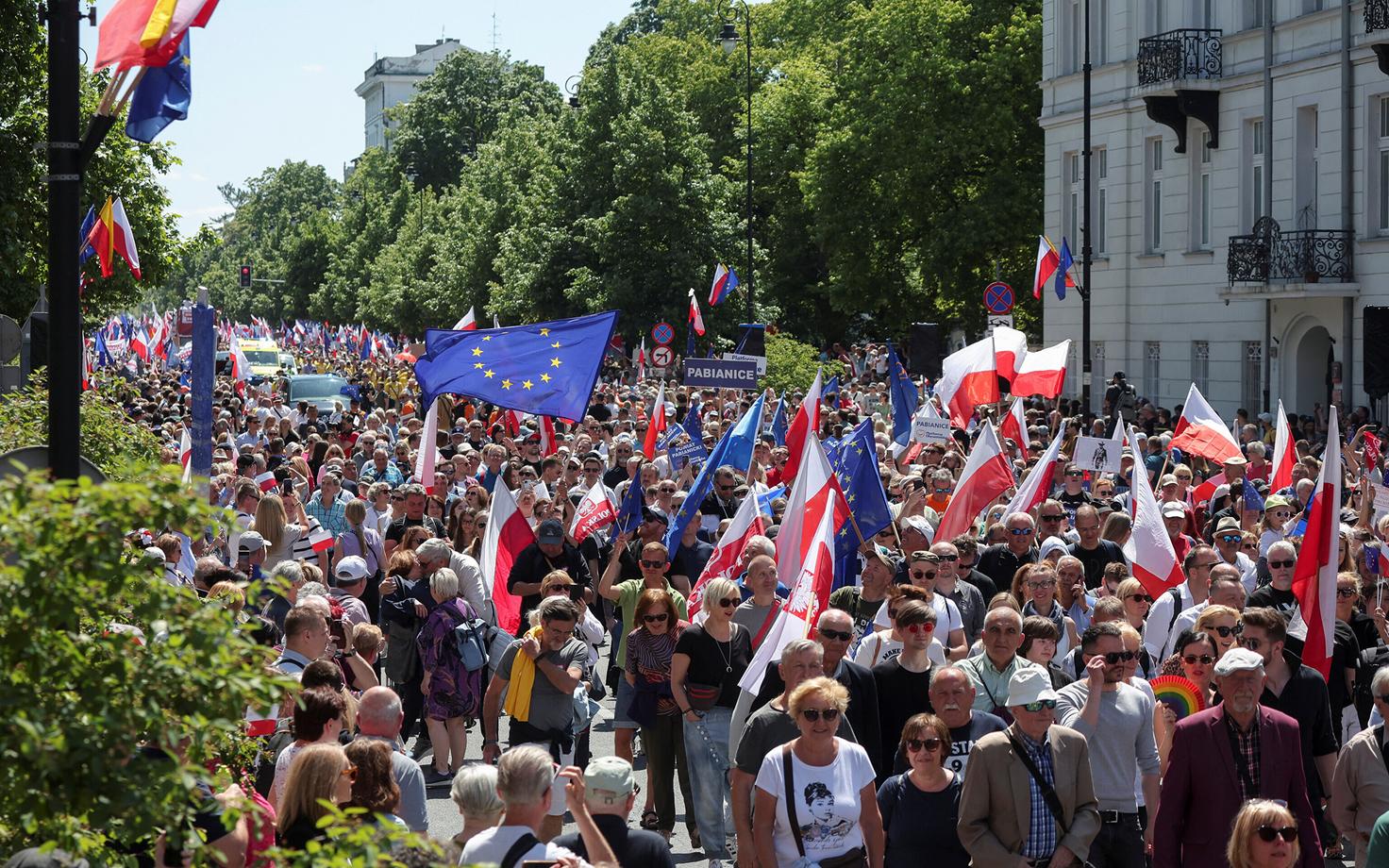 Акция протеста в Варшаве.