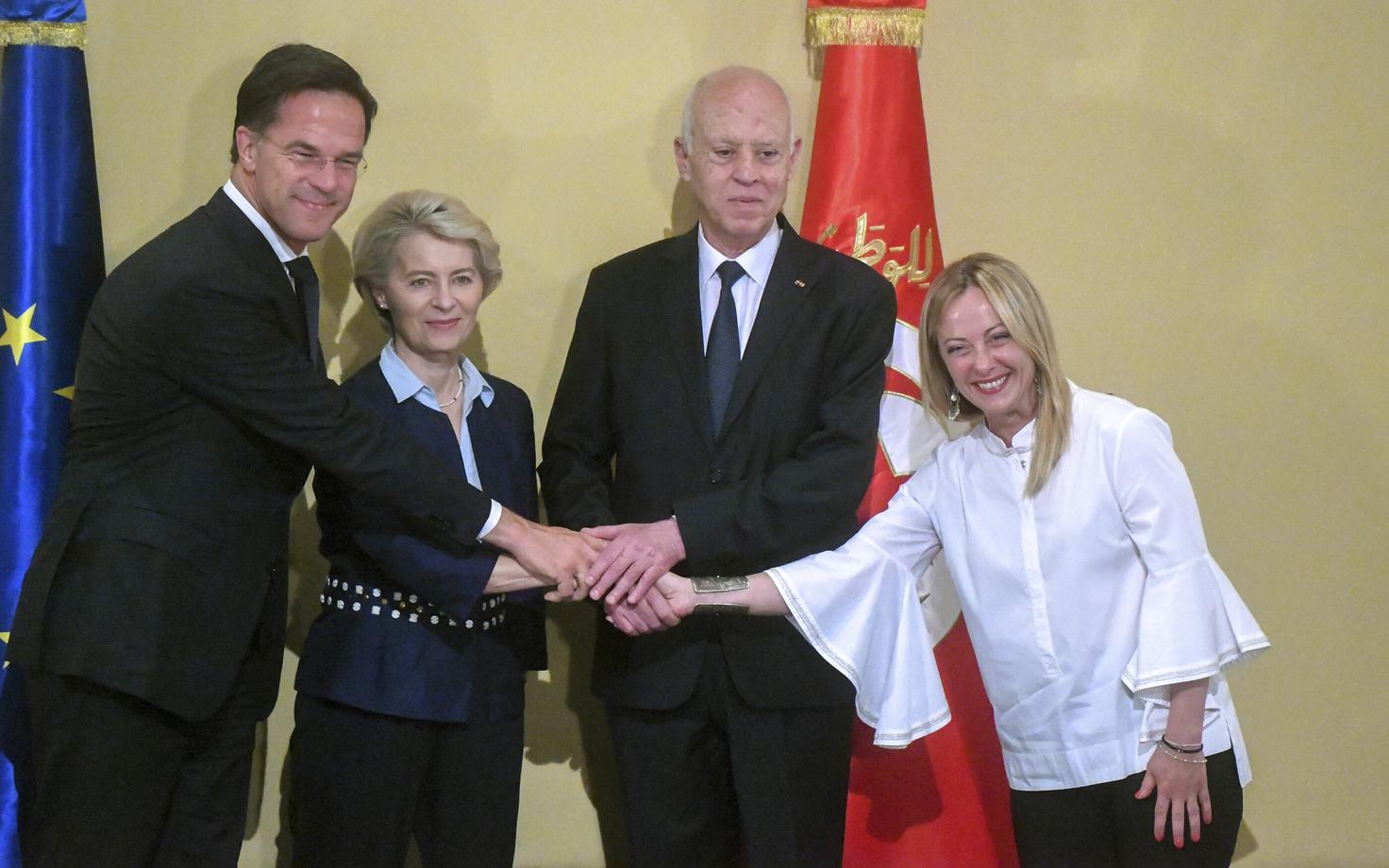 Mark Rutte, Ursula von der Leyen, Kais Saied ja Giorgia Meloni