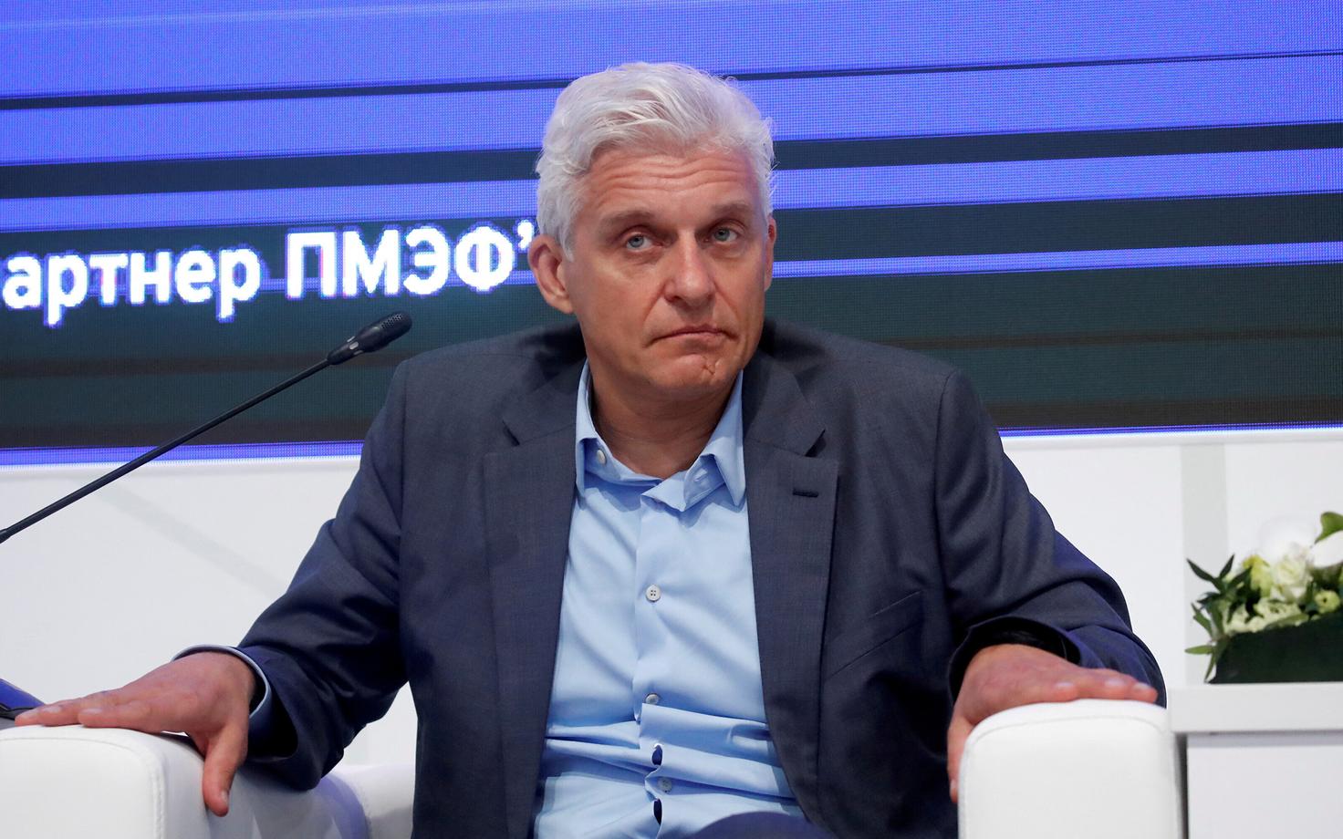 Олег Тиньков на Петербургском международном экономическом форуме в 2019 году.