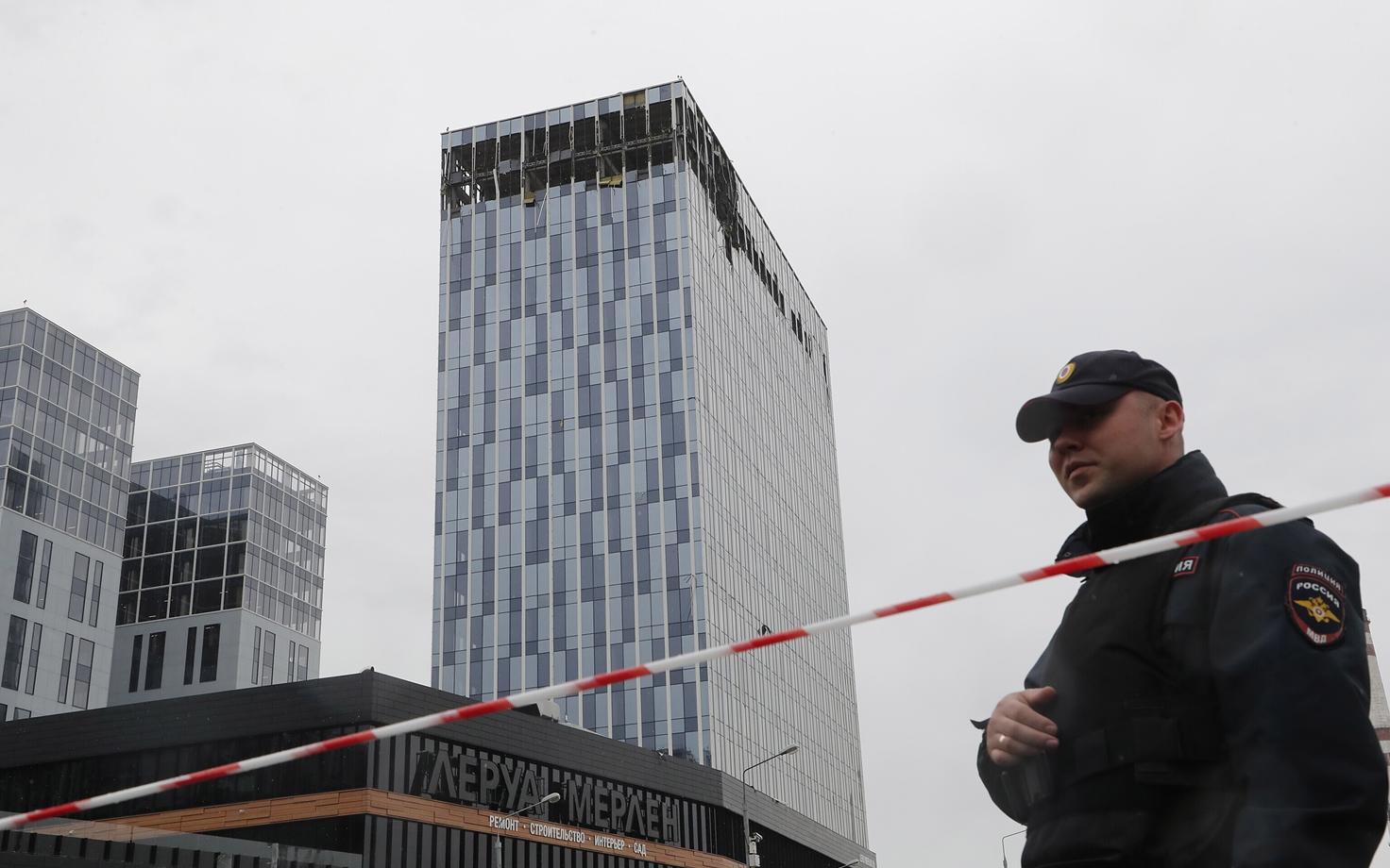 Здание в Москве, пострадавшее от атаки беспилотников.