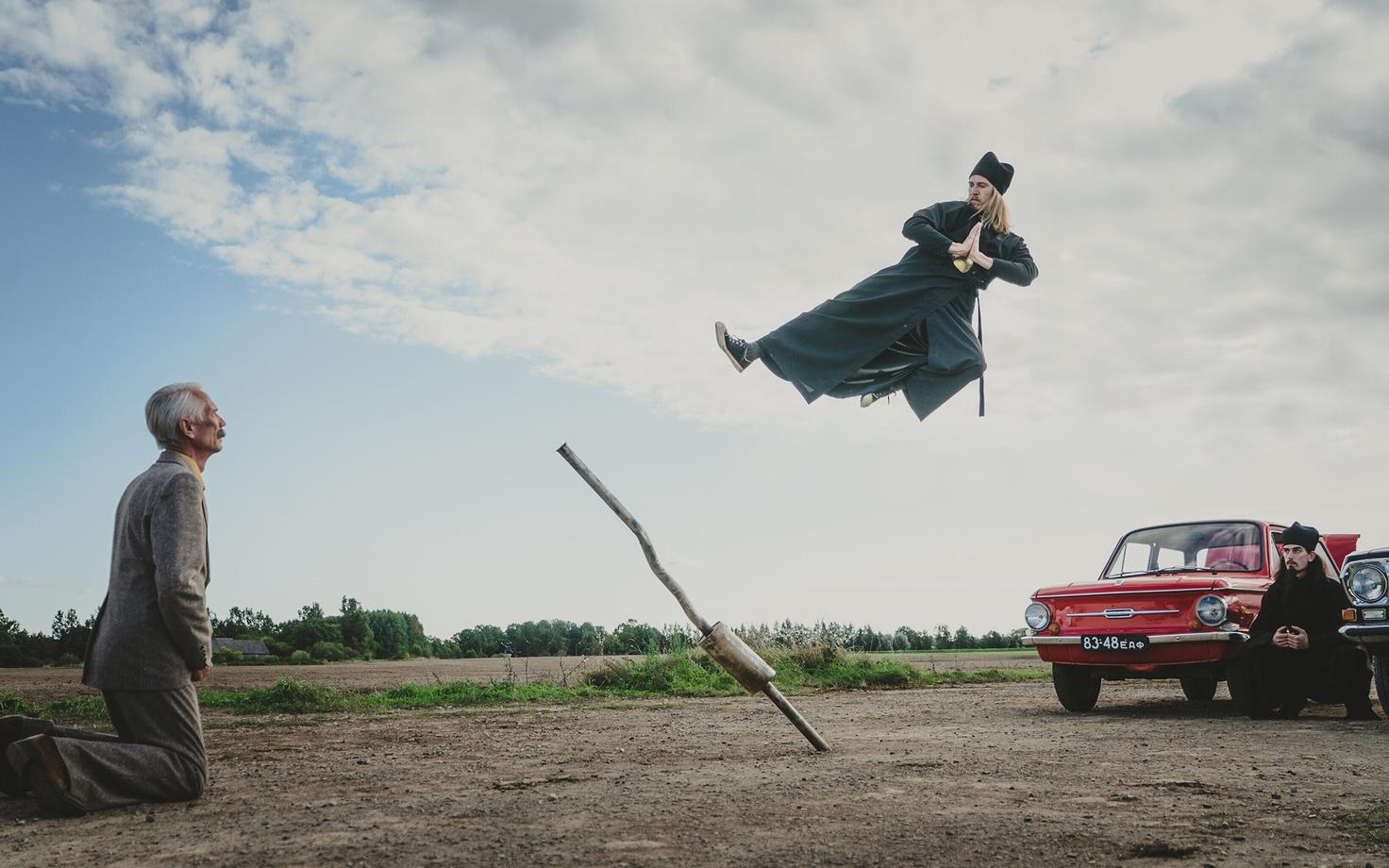 Ursel Tilk, Kaarel Pogga ja Rein Oja uue filmi võtetel.