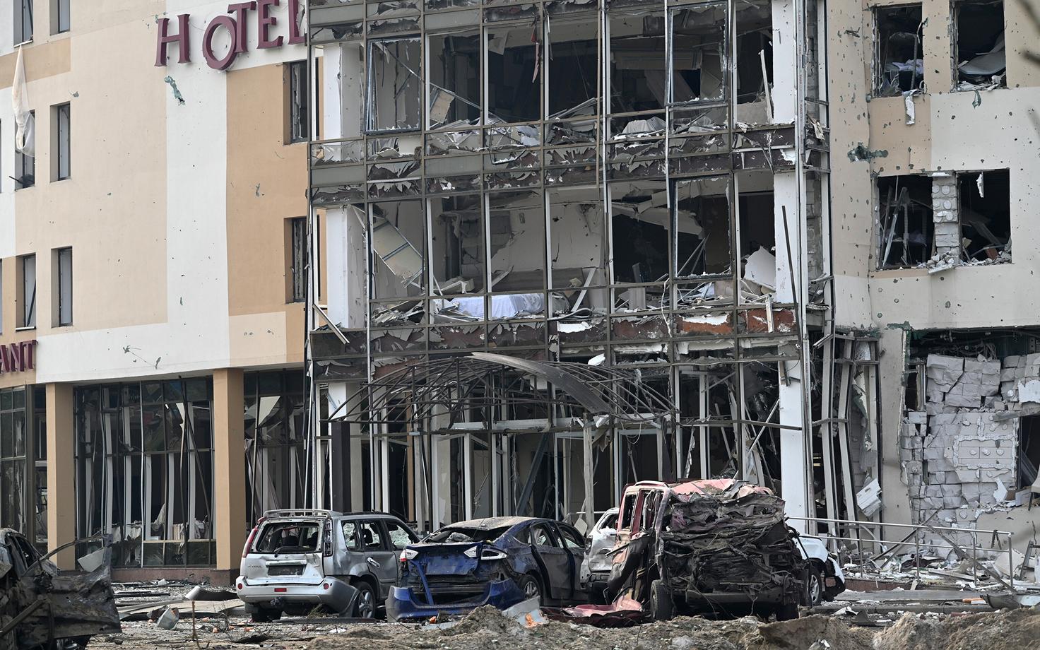 Neljapäeval Zaporižžjas Vene rünnakus pihta saanud hotell.