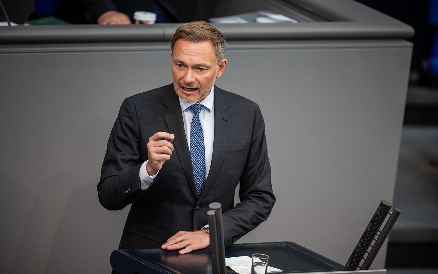 Saksamaa rahandusminister Christian Lindner Saksa parlamendis Bundestagis