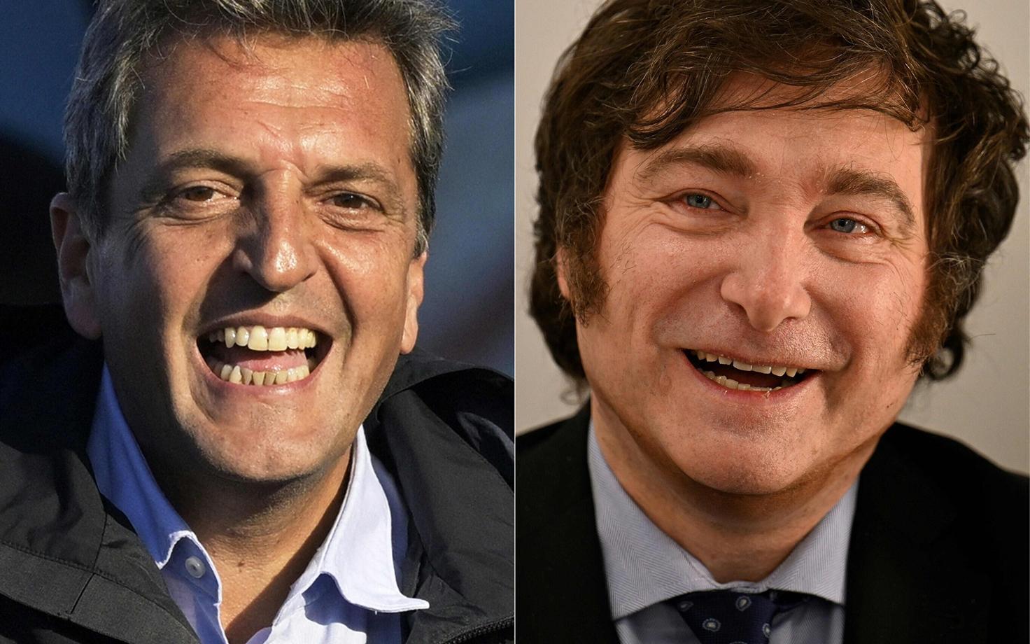 Sergio Massa ja Javier Milei.