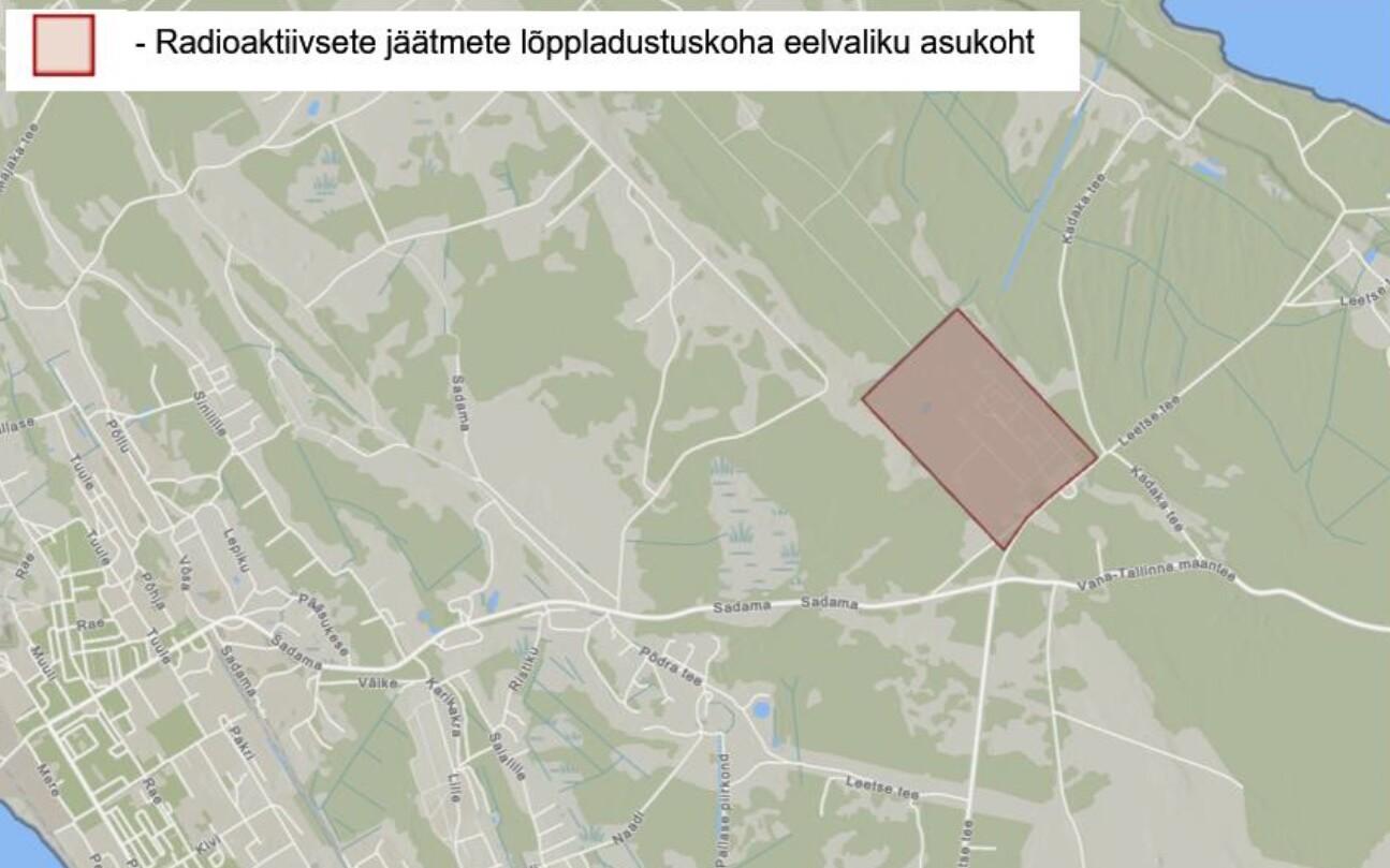Eelvalikuga kavandatud asukoht radioaktiivsete jäätmete lõppladustuspaiga rajamiseks Paldiski linnas.