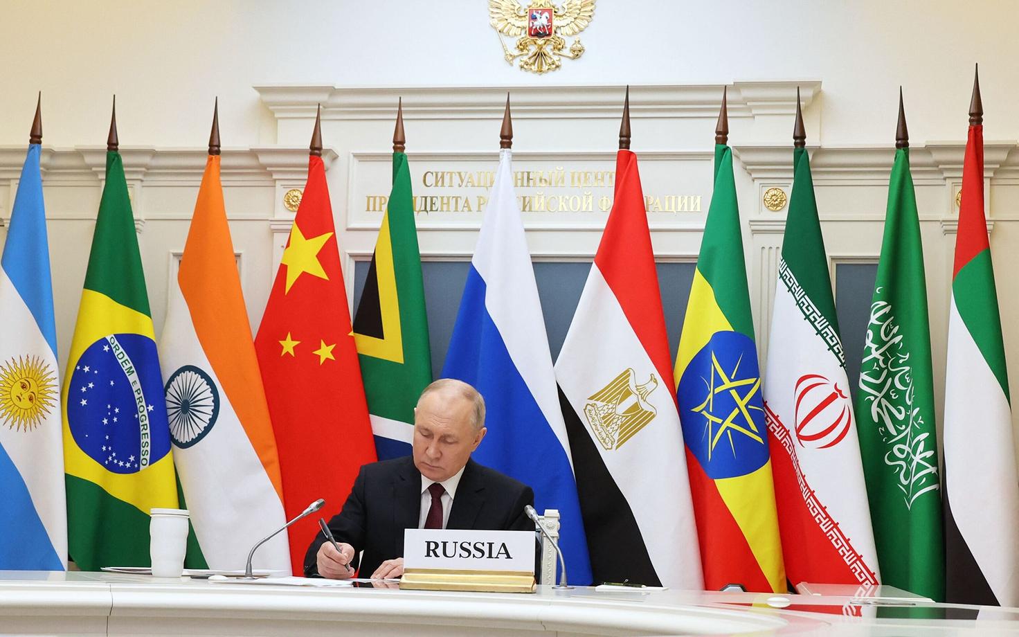 Президент России Владимир Путин на виртуальном саммите БРИКС в ноябре 2023 года.