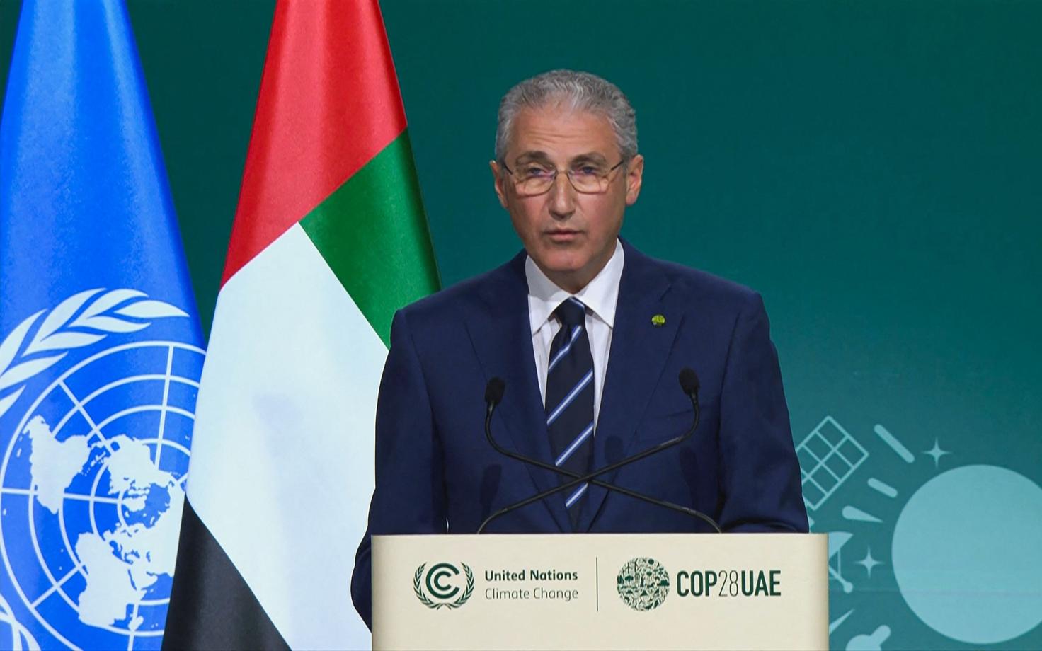 Aserbaidžaani ökoloogiaminister Muhtar Babajev COP28 kliimakohtumisel Dubais.