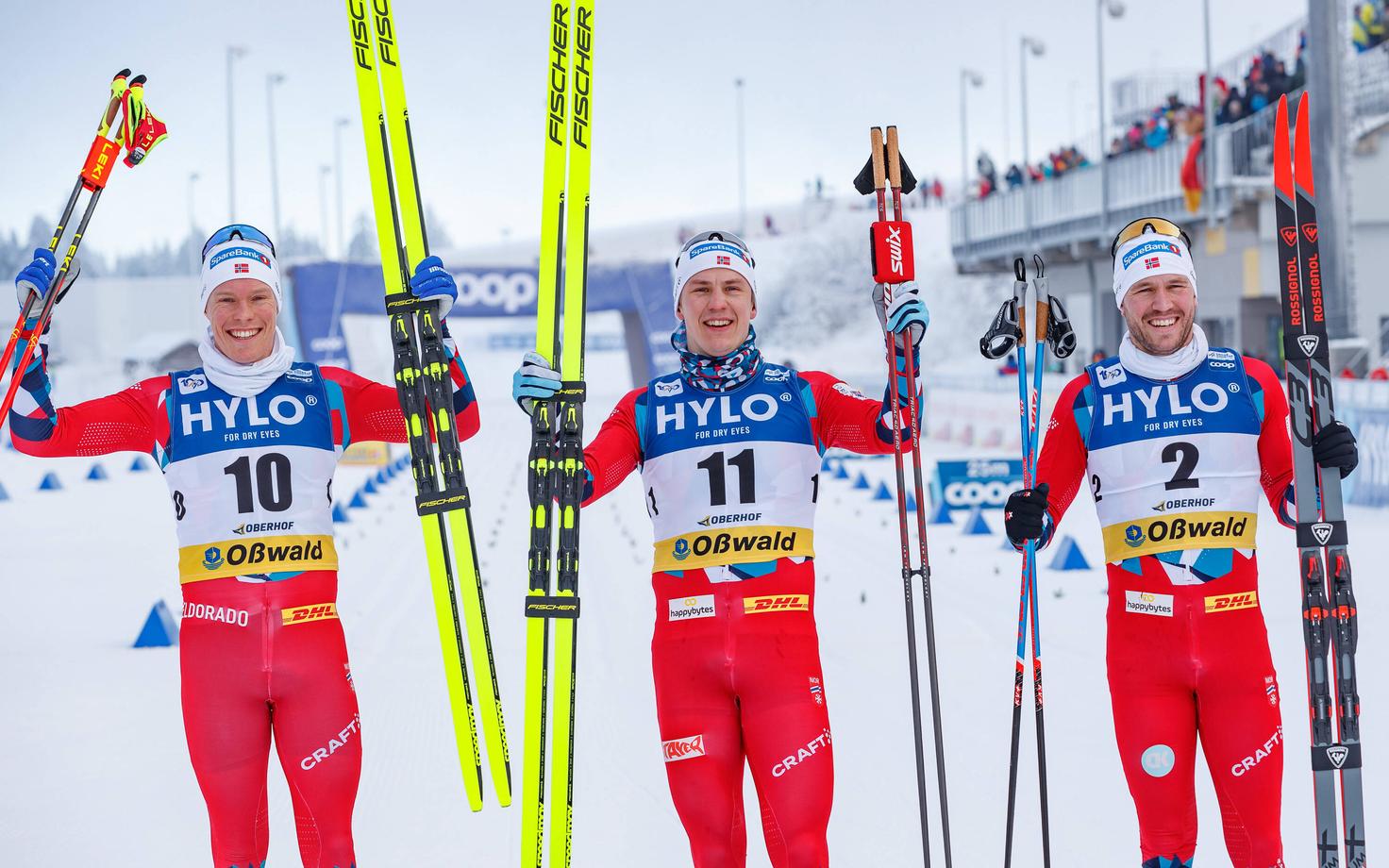 Võidukad norralased (vasakult): Martin Löwstrom Nyenget, Erik Valnes, Paal Golberg