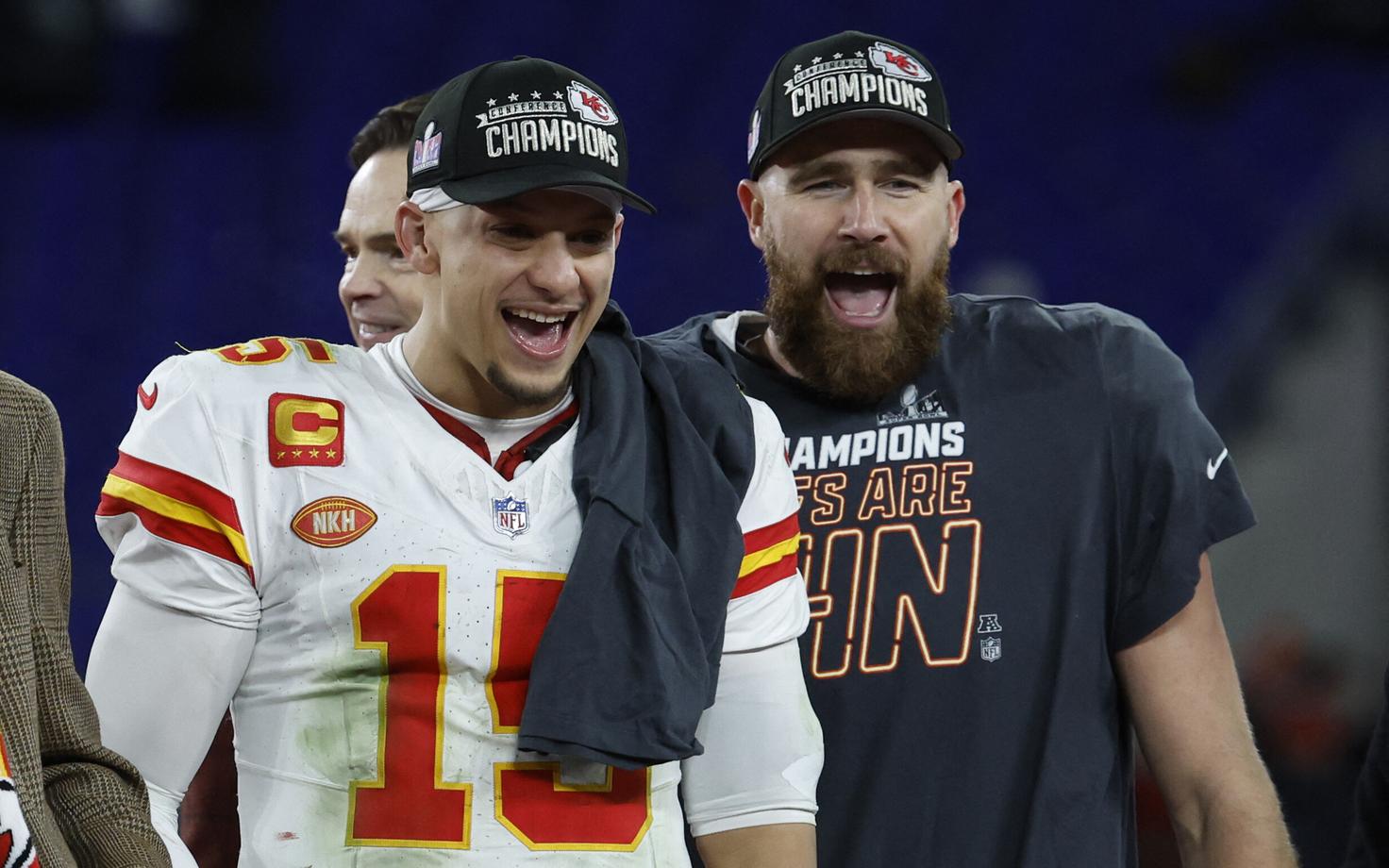 Kansas City Chiefsi mängijad Patrick Mahomes ja Travis Kelce.