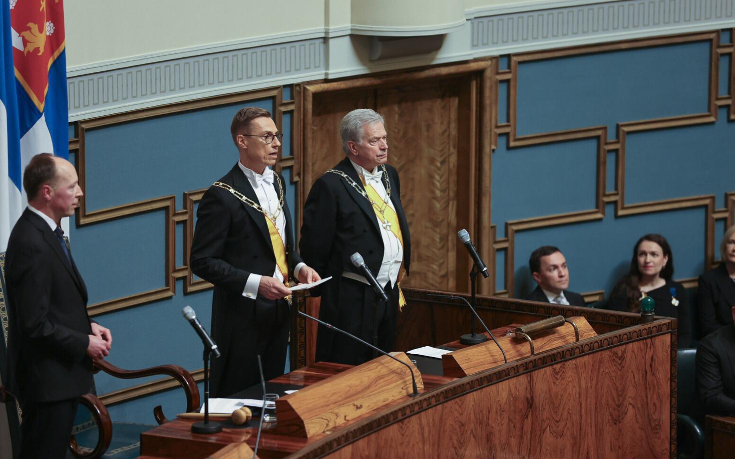 Värske president Alexander Stubb ja eelmine riigipea Sauli Niinistö