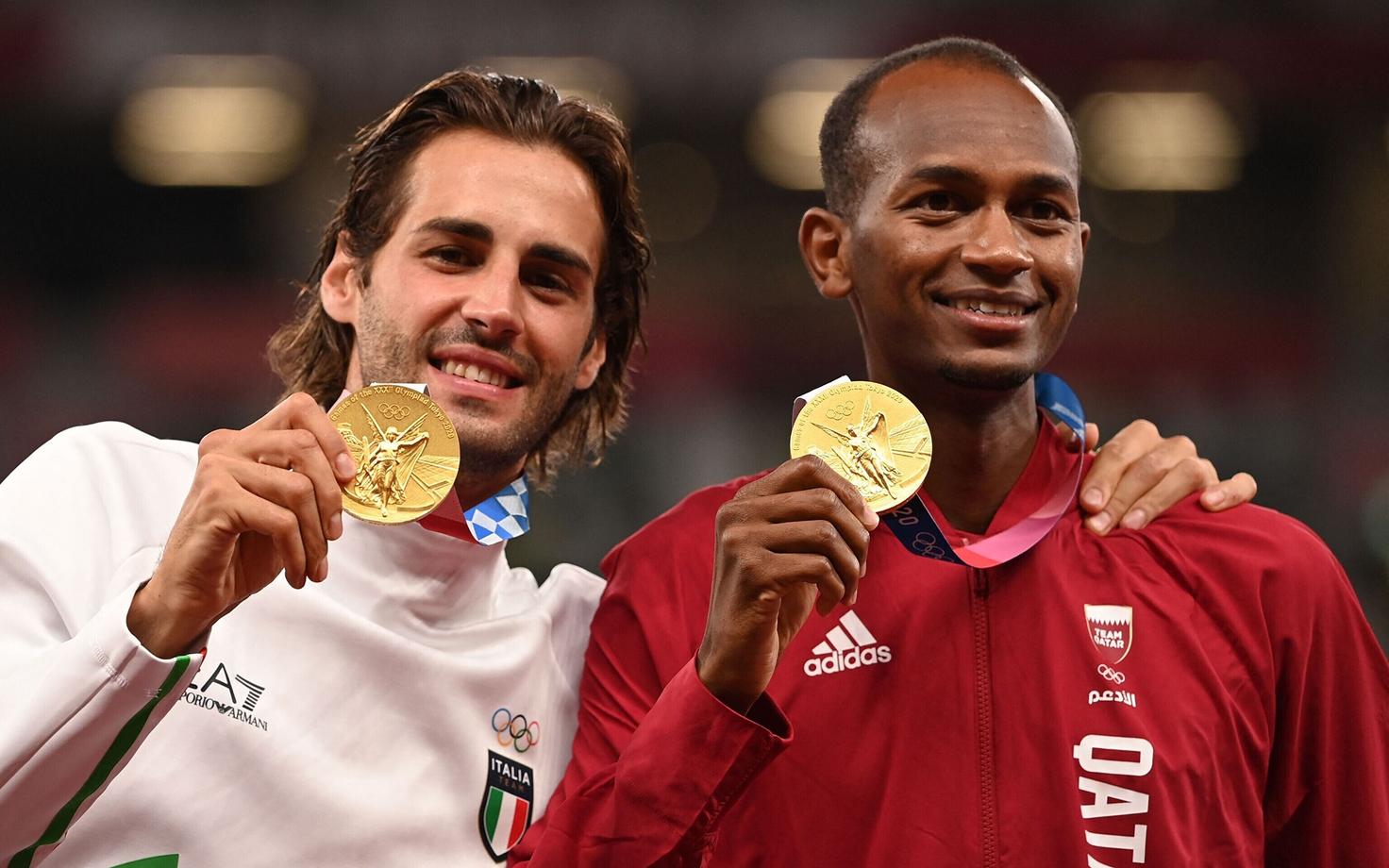 Kõrgushüppajad Gianmarco Tamberi ja Mutaz Essa Barshim jagasid Tokyos kuldmedalit