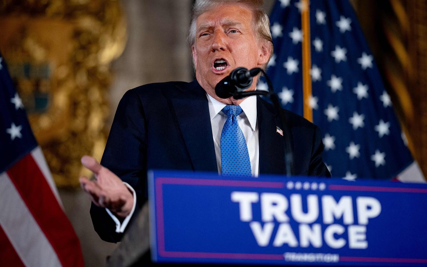 USA tulevane president Donald Trump oma esimesel pressikonverentsil pärast valimisvõitu.
