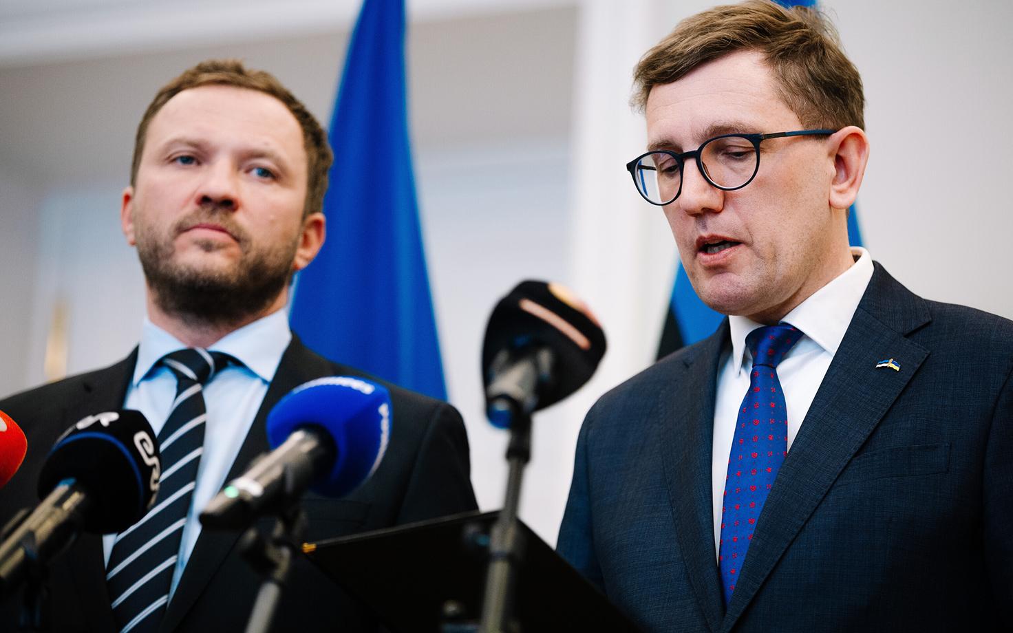 Kristen Michali ja Margus Tsahkna pressikonverents pärast sotside väljaviskamist valitsusest