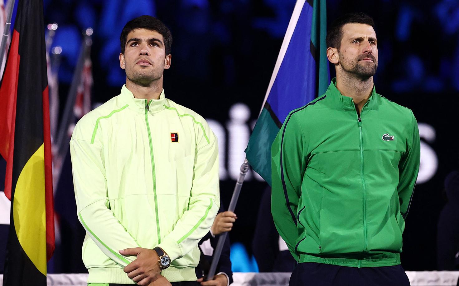 Carlos Alcaraz ja Novak Djokovic.