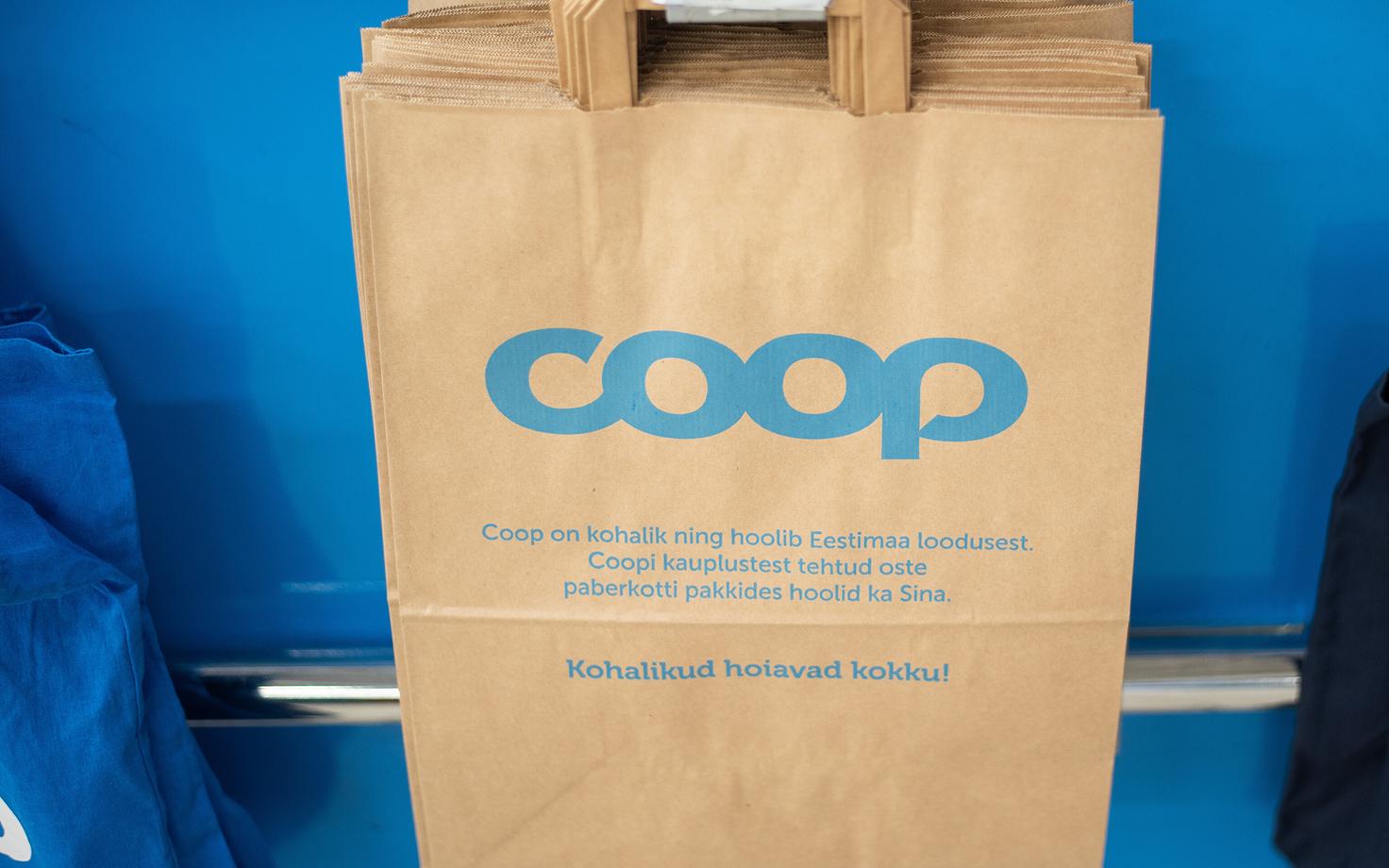 A coop paper shopping bag.
