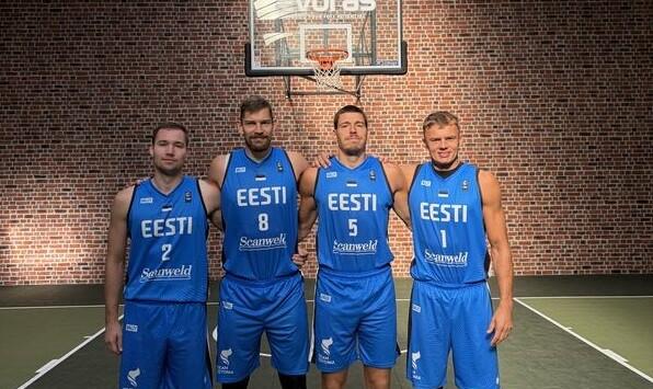 Eesti 3x3 korvpallikoondis koosseisus Jorgen Rikberg, Mihkel Kirves, Aleksander Oliver Hint ja Jaan Puidet