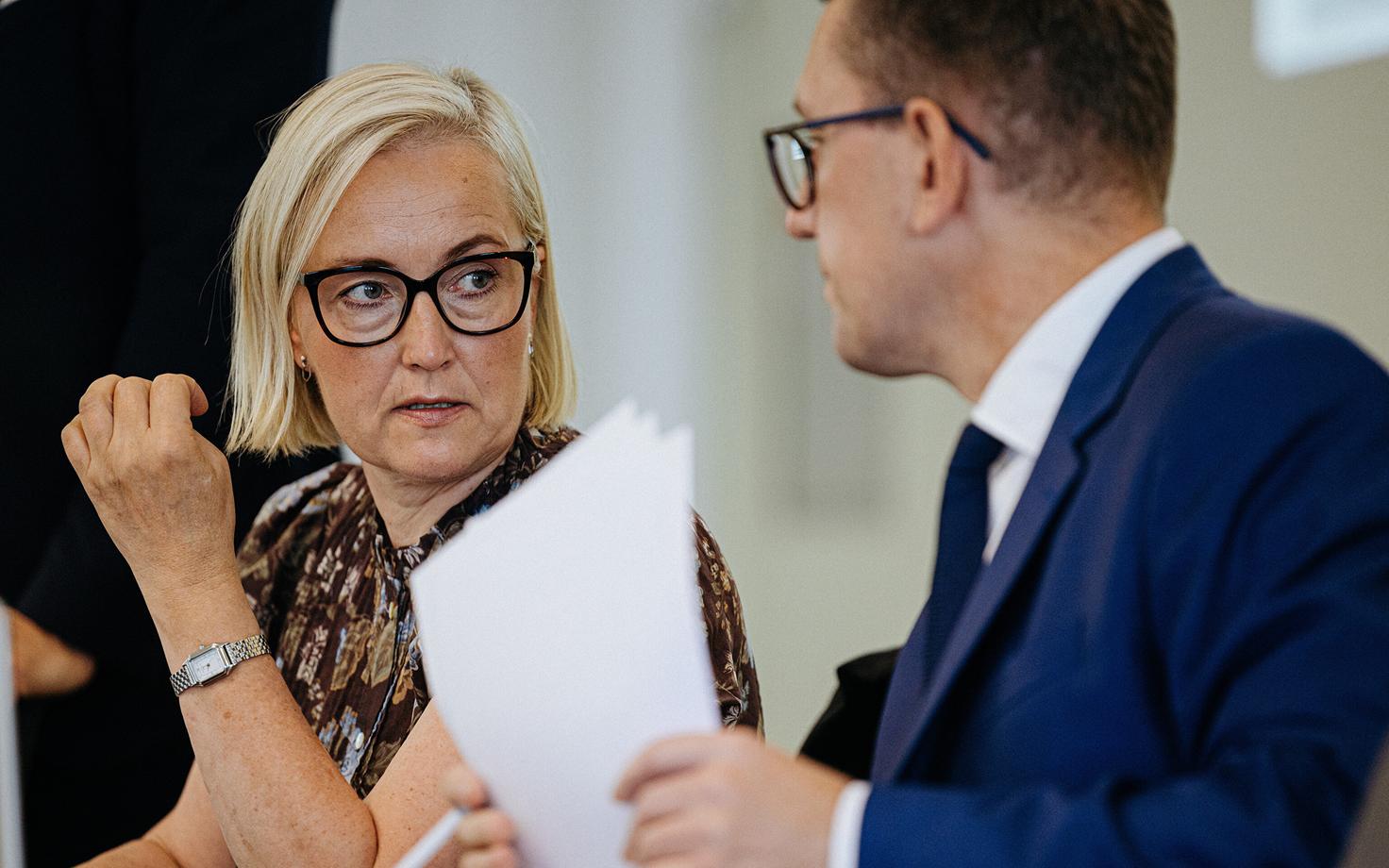 Minister of Education and Research Kristina Kallas (Eesti 200) and Prime Minister Kristen Michal (Reform).