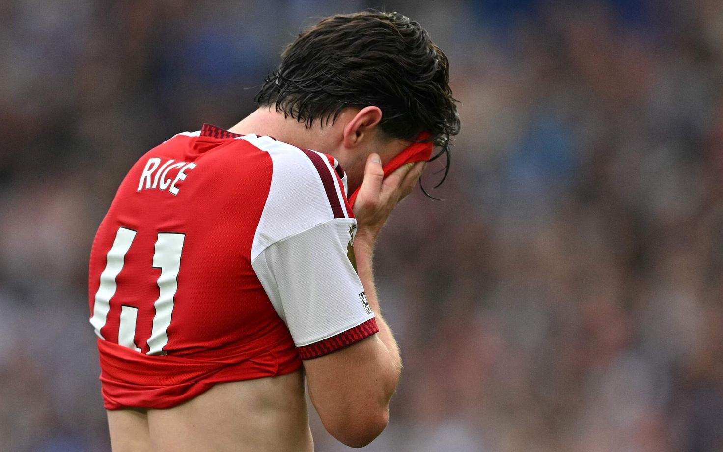 Arsenali poolkaitsja Declan Rice.