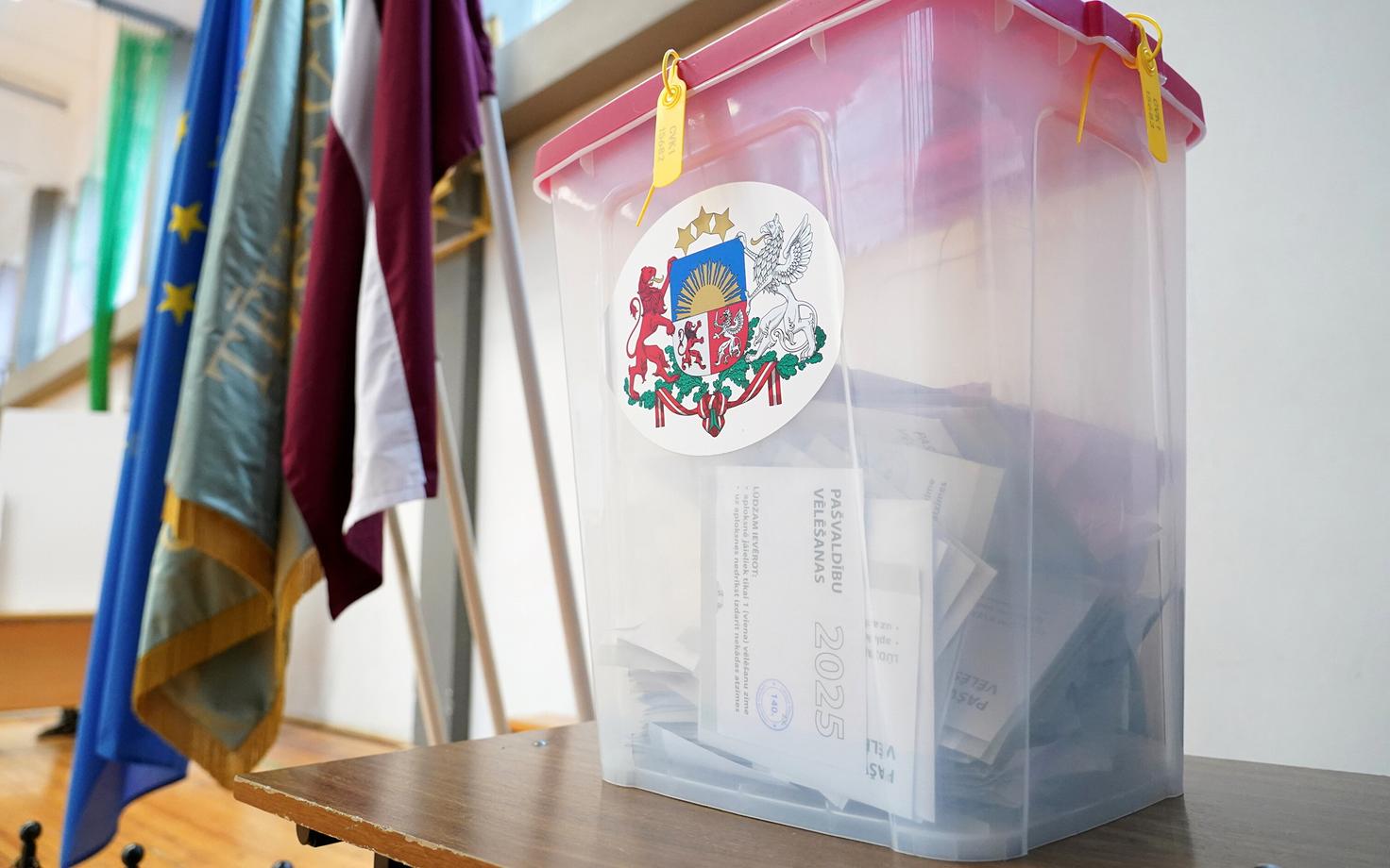 Hääletuskast Läti kohalikel valimistel 2025. aasta juunis.