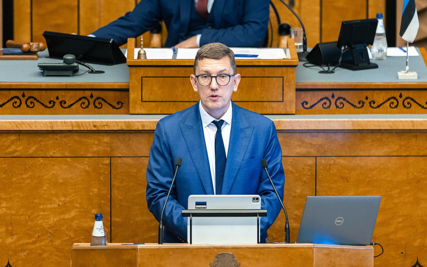 Prime Minister Kristen Michal addressing the Riigikogu.