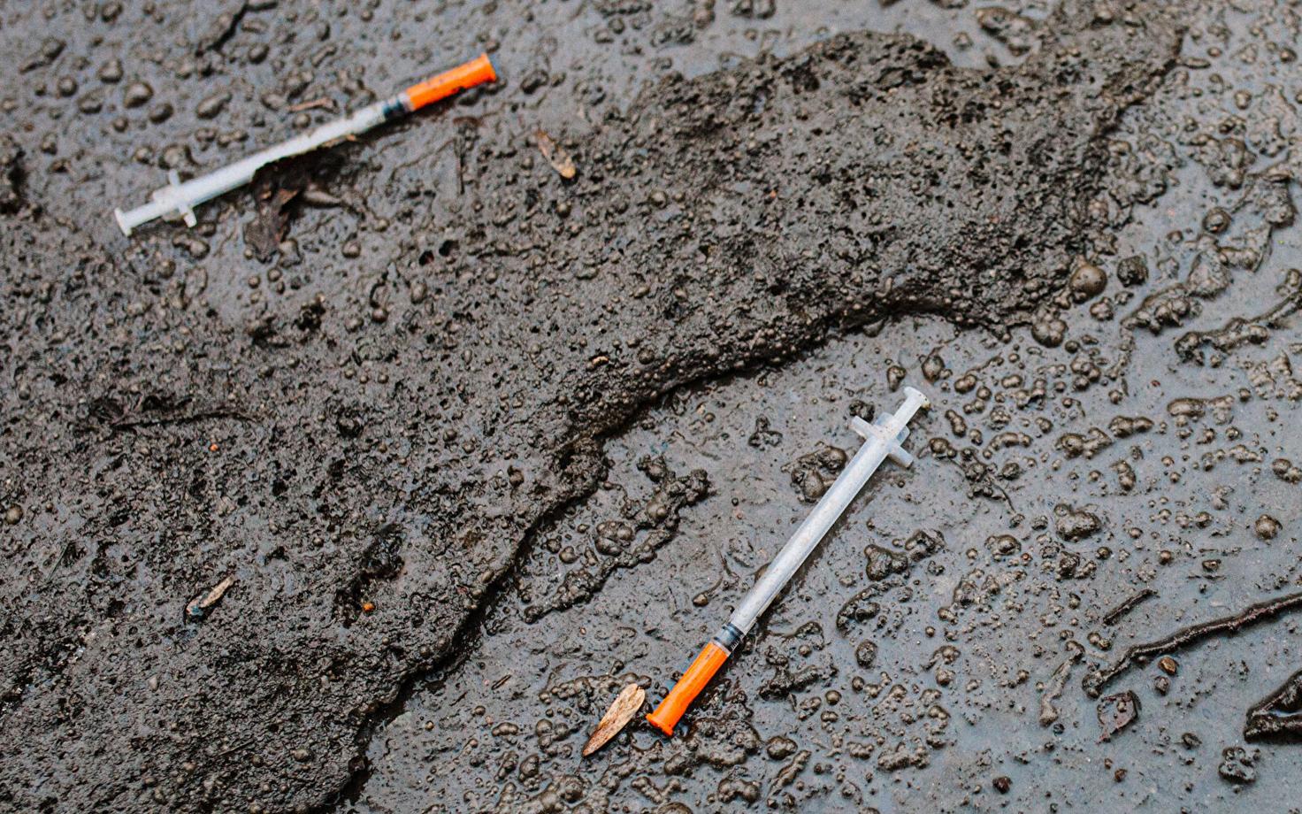 Four people convicted of drug offenses between 2006 and 2017 asked the court to stop publishing their information. Pictured: syringes discarded on a street by drug users.