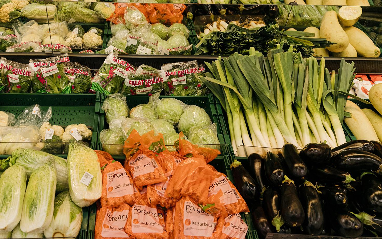 Fresh vegetables in a supermarket. The price of food was one of the few major categories to see a fall in prices on year to September.