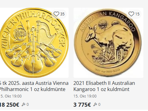 Oksjonil kuldmündid