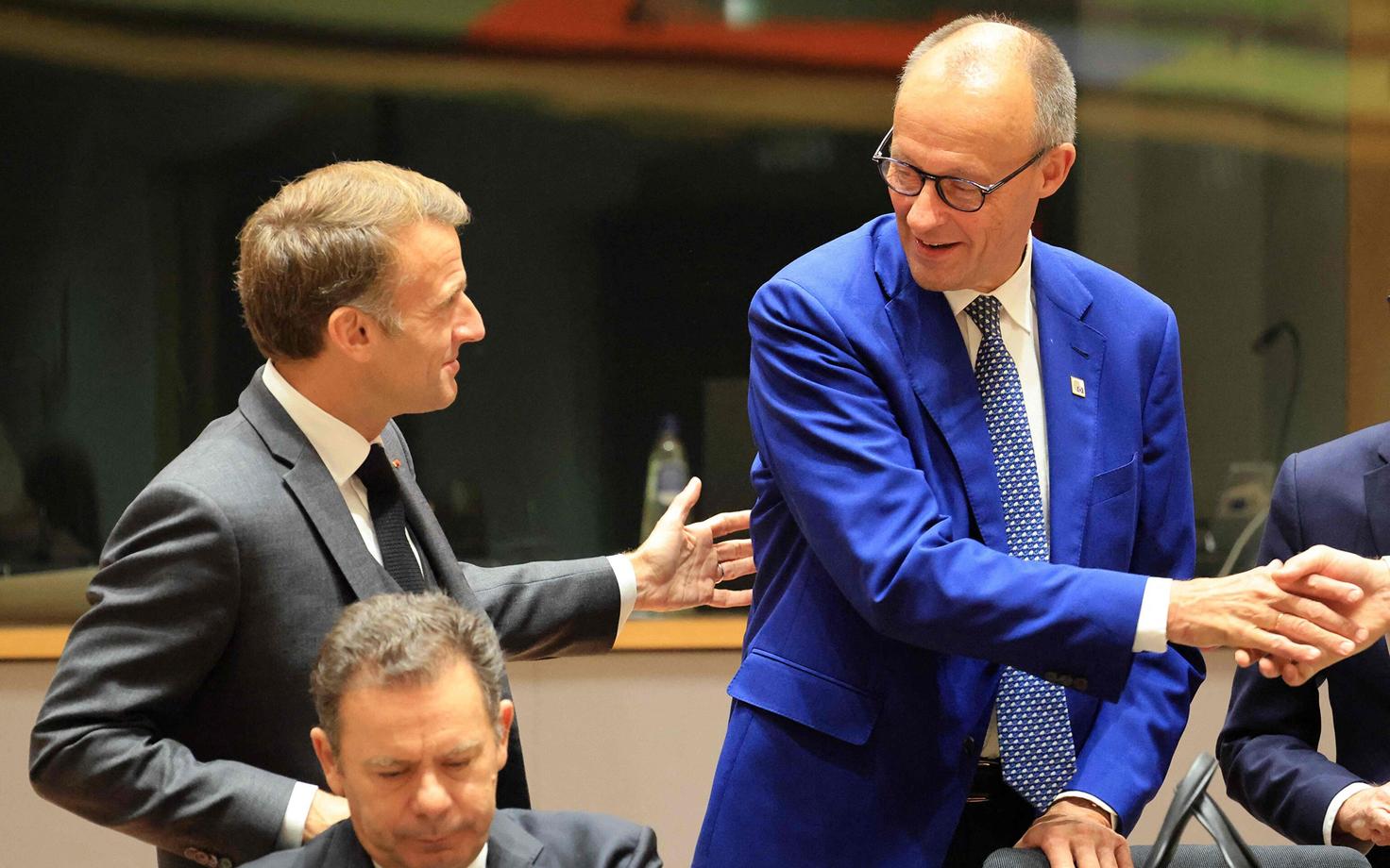 Emmanuel Macron ja Friedrich Merz EL-i tippkohtumisel