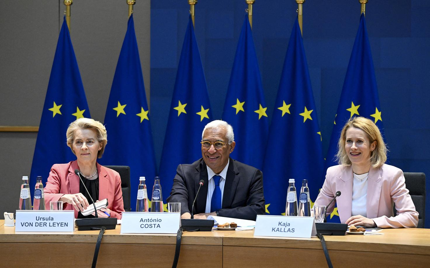 Euroopa Komisjoni president Ursula von der Leyen, Euroopa Ülemkogu alaline eesistuja Antonio Costa ja EL-i välispoliitikajuht Kaja Kallas.