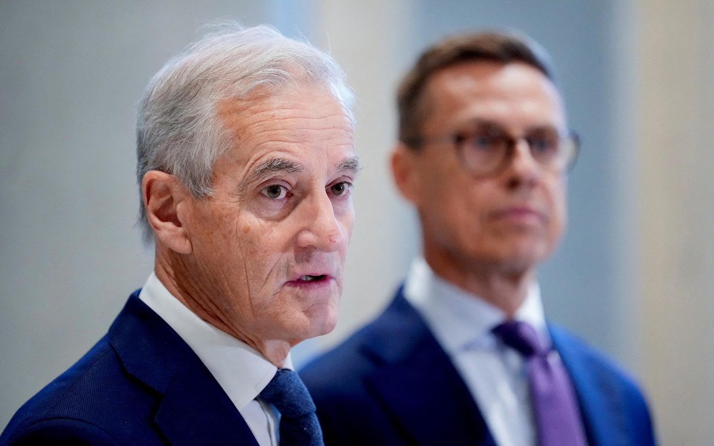 Norra peaminister Jonas Gahr Støre (esiplaanil) ja Soome president Alexander Stubb.