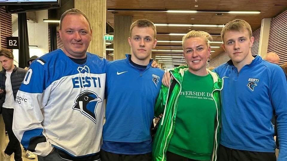 Roman, Erik, Anna ja Marek Potšinok 2023. aastal Tallinnas peetud IIHFi 1. divisjoni B-grupi MM-il