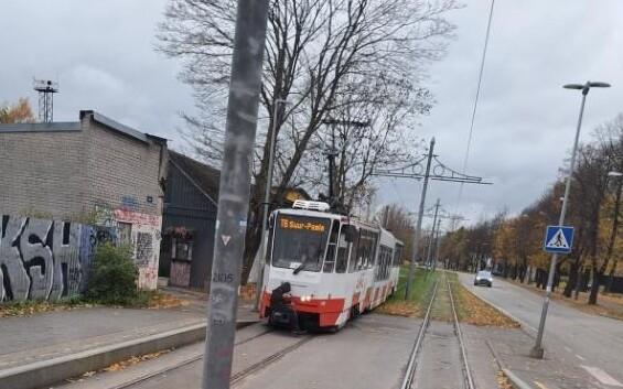 The photo which has appeared on social media appears to show a minor 'tram surfing' on the front of a TLT tram.