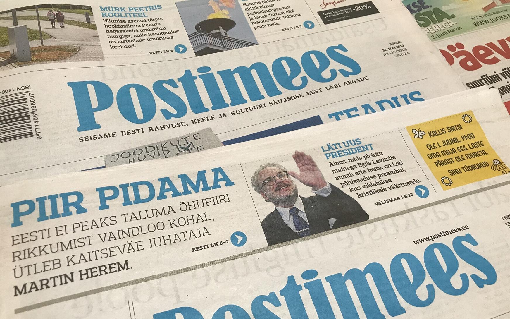 Postimees Postimees introduces new slogan to newspaper nameplate | News | ERR